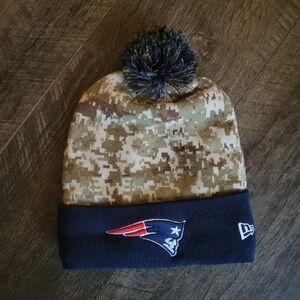 New England Patriots Military Camouflage and Navy Pom Beanie